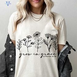 Floral Grow In Grace Christian Quote SVG