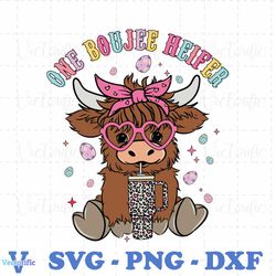 Cute Easter Highland Cow One Boujee Heifer SVG