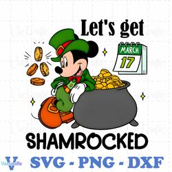 Lets Get Shamrocked Mickey Disney St Patrick Day PNG