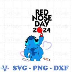 Red Nose Day 2024 Cute Stitch SVG