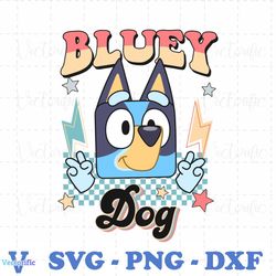 Retro Bluey Dog Funny Cartoon Character SVG