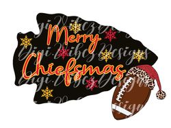 Chiefsmas Christmas Football Leopard Santa Hat Arrow & Snowflakes PNG Digital Download