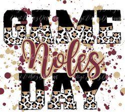 Game Day Noles Leopard Splatter Sports PNG Digital Download