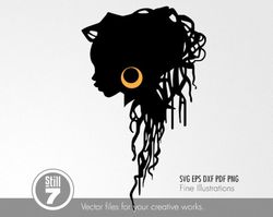 Black woman svg - Dreadlocks - eps dxf pdf png