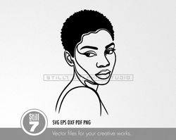 black woman's face | short hair | minimalist one line art | clean graphic design | african fashion - svg cutting file