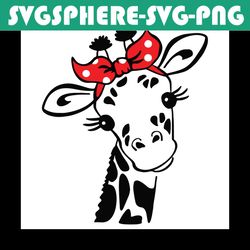 Giraffe With Red Bow Svg, Trending Svg, Bandana Giraffe Svg, Giraffe Svg, Animal Svg, Wild Animal Svg, Giraffe Lovers, G
