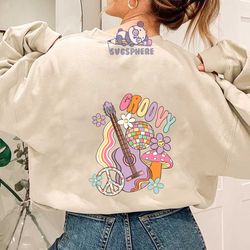Groovy PNG Sublimation Digital Design Downloadhippie png, retro png, guitar png, disco ball png, retro flower png, peac
