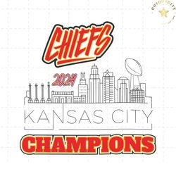 Chiefs Kansas City Champions 2024 Skyline SVG