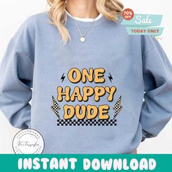 One Happy Dude PNGRetro Sublimation Digital Design Downloadpng for kids, checkered png, little boy png, png for boys