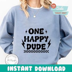 One Happy Dude SVGRetro Cricut Cut File Digital Design Downloadcheckered svg, svg for boys, little boy svg, mommy & me