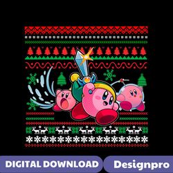Funny Pink Game Kirby Christmas PNG Sublimation Design