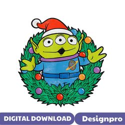Cute Toy Story Alien Christmas Wreath PNG Download File