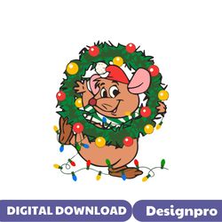 Disney Cinderella Gus Gus Christmas Wreath SVG Cricut Files