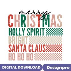Checkered Merry Christmas Holly Spirit SVG Cricut Files