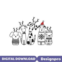 Funny Christmas Reindeer Dogs SVG Digital Cricut File