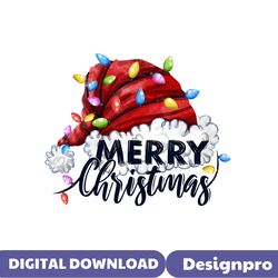 Merry Christmas Santa Hat Light PNG Sublimation File