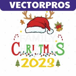 Retro Family Christmas 2023 Santa Hat SVG
