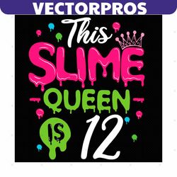 This Slime Queen Is 12 Svg, Birthday Svg, Slime Queen Svg, 12 Birthday Svg, 12th Birthday Svg, 12th Girl Birthday, Girl