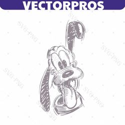 Pluto SVG PNG Dxf Classic Pluto Sketched Vacation Shirts Silhouette Cricut Cut File Design Mickey Pluto Dogs Shirts PNG