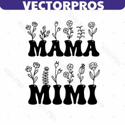 Mama And Mini Svg, Mom And Daughter Svg, Flower Mama And Mimi Svg png