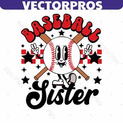 Groovy Baseball Sister Checkered SVG