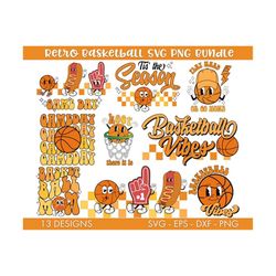 retro basketball svg bundle, retro basketball png bundle, basketball svg, cartoon basketball svg, png, basketball mom sv