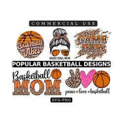 BASkETBALL SUBLIMATION PNG, Messy Bun Basketball Mom Png Svg Files, Peace Love Basketball, Basketball Vibes, Basketball