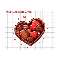 Cute Chocolate Candy Heart Love Valentine Day Png, Valentine Gift For Women, Gift For Her, Trendy Valentine Png, Chocolate Valentine Png