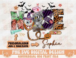 Personalized Halloween Nurse Sublimation PNG SVG, Halloween Vaccinated Sublimation Design, Nurse Leopard Halloween Png f