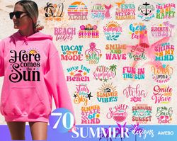 70 Retro Summer Svg Png Bundle, Trendy Summer Shirts svg, Summer Beach Vibes Svg, Ocean svg, Vacation Svg, Hello Summer