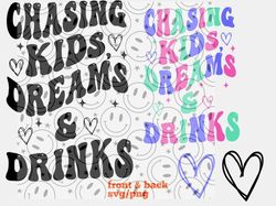 Chasing Kids, drinks and dreams png/svg original color and black