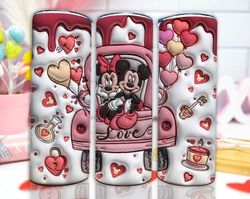 3D Inflated Mickey Minnie Valentine Tumbler Wrap, Loads Of Love Png 3D Valentine Inflated Tumbler Wrap, Valentine Balloo
