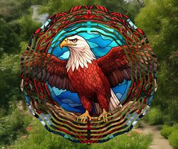 Eagle Stained Glass Wind Spinner Png, Sublimation Design Template, Wind Spinner SVG,10 inch Round Sublimation, Round Han
