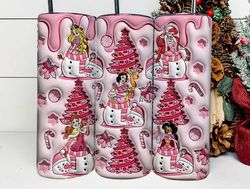 3d inflated pink christmas tumbler wrap, 3d cartoon christmas inflated tumbler wrap, pink princess christmas png, prince