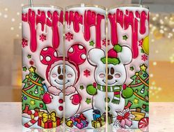 3d inflated cartoon christmas tumbler wrap, snowman inflated wrap, 20 oz tumbler wrap, merry christmas, mouse christmas