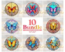 Butterfly Glitter Wind Spinner Sublimation Design Bundle, Wind Spinner Mothers Day WindSpinner 10 Inch Template Round Ha