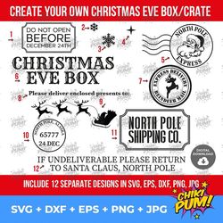 create your christmas eve box, christmas eve box svg, christmas crate svg, xmas bu