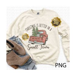 Small Town Christmas Png-MADE TO ORDER-christmas truck png-red truck png-Hometown Christmas png