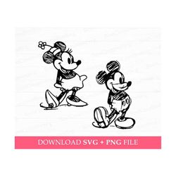 Bundle Sketch Mouse Svg, Couple Mouse Svg, Family Vacation Svg, Retro Mouse and Friends Svg, Family Trip Svg, SVG Cut Fi