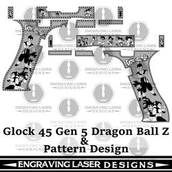 Engraving Laser Designs Glock 45 Gen 5 Dragon Ball Z & Pattern Design