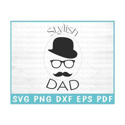 Stylish Dad Svg - Hipster Shirt - Father Day Svg - Dad Silhouette - Shirt Design Png - Svg Files For Cricut - Commercial