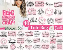 40 Boho Tote Bag Quotes Svg Png Bundle | Funny tote bag sayings Svg | Support Shop Small Svg | Market Bag Svg | Entrepre