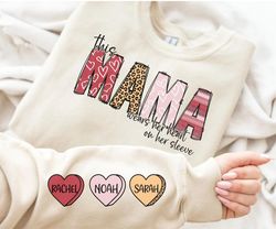 This mama wears her heart on her sleeve, Valentine's day, Mother's day, doodle hearts, Sublimation, Design Digital downl