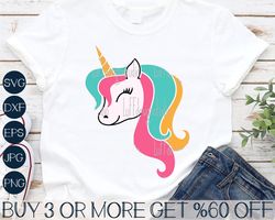 Unicorn SVG, Unicorn Head for Girls SVG, Unicorn Face SVG, Unicorn Clipart, Png, Files For Cricut, Silhouette, Sublimati
