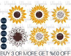 Sunflower Bundle SVG, Sunflowers Svg, Sunflower PNG, Flower, Stencil, Dxf, Svg Files For Cricut, Silhouette, Sublimation