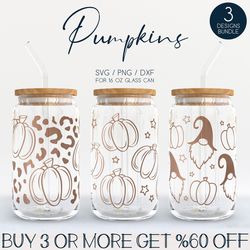 Pumpkin Libbey Glass SVG Bundle, Halloween 16oz Beer Can Wrap Svg Png Dxf, Fall Coffe Cup Svg, Gnome Tumbler Wrap Svg