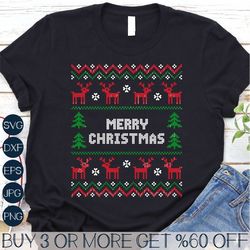 Christmas Sweater SVG, Merry Christmas SVG, Funny Christmas Shirt SVG, Reindeer Svg, Png, Svg File For Cricut, Sublimati