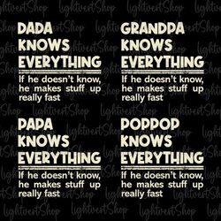 Bundle Dada Knows Everything Svg, Bonus Dad Svg, Happy Father's Day Svg, Father Gift, Grandpa, Papa, Dada Svg, Funny Dad