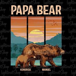 Personalized Retro Papa Bear Png, Custom Papa Bear And Children Png, Grandpa Bear Design, Papa Shirt, Cute Dad Bear And