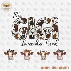 Leopard This Gigi Loves Her Herd PNG, Cowhide Gigi Loves Her Herd Png, Highland Cows Png, Mother's Day Leopard Mama, Gig